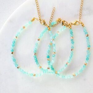 BEAUTIFUL COLOR gemstone beaded bracelet Amazonite Vibrant Teal Blue bracelet